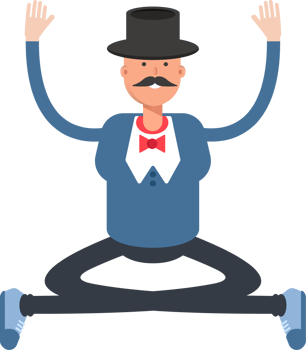 Gentleman in Top Hat Character Sitting Illustration png
