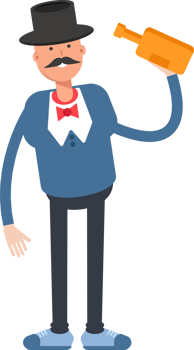 Gentleman in Top Hat Character Drinking Beer png