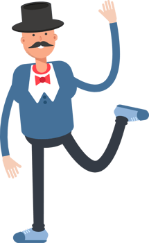 Gentleman in Top Hat Character Rising One Hand Illustration png