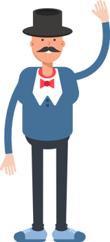 Gentleman in Top Hat Character Raising Hand Illustration png