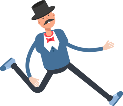 Gentleman in Top Hat Character Running Illustration png