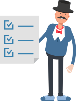 Gentleman in Top Hat Character and Check List Document png