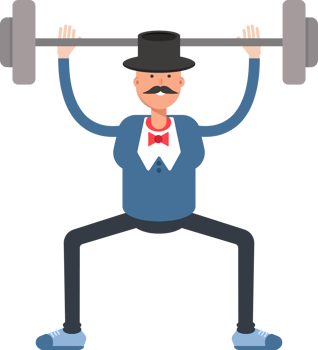 Gentleman in Top Hat Character Lifting Barbell png