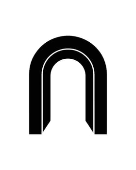 Black Double Archway Logo, Minimalist Rounded Portal Design on White Background vector