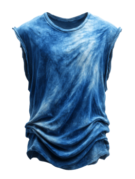 Blue Gradient Oversized Tank Top with Wrinkled Fabric Texture png
