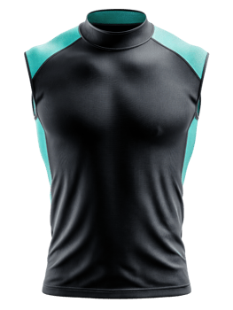 Sleek Black Athletic Shirt with Blue Accents for Sports and Fitness png