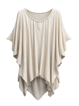 Soft Beige Draped Top with Flowing Sleeves for Fashion Enthusiasts png