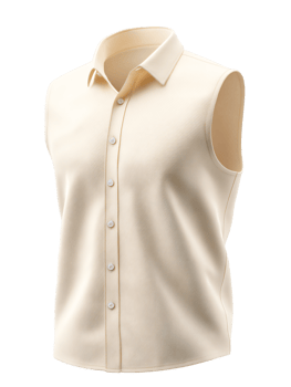 Elegant Cream Sleeveless Button-Up Shirt for Fashion Enthusiasts png
