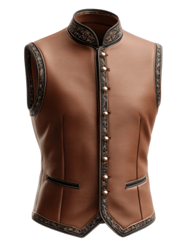 Elegant Brown Vest with Intricate Detailing and Button Closure png