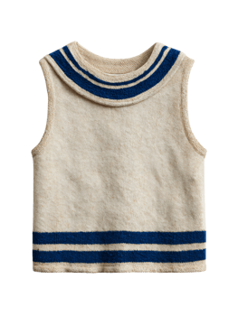 Cozy Vintage Sweater with Navy Stripe and Classic Design png