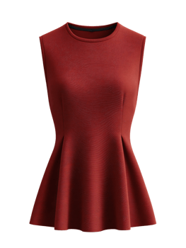 Elegant Red Sleeveless Top with Flared Waistline for Fashion Lovers png