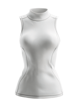 Sleek White Sleeveless Top with High Neck and Fitted Design png