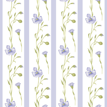 Watercolor seamless pattern with Bouquets of Flax Flowers, vertical stripes, vintage-style Botanical Background. A pattern for textiles, wallpaper, fabric, and home decor. png