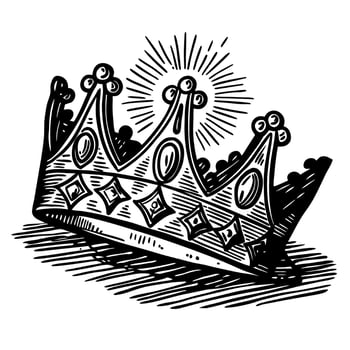 Vintage crown illustration with gems and radiant detail vector