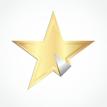 golden star realistic sticker vector