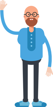 Bald and Beard Man Character Greeting png