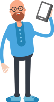 Bald and Beard Man Character Talking on Smartphone png
