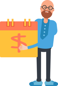 Bald and Beard Man Character and Payment Date Calendar png