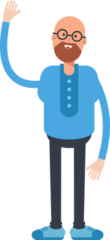 Bald and Beard Man Character Raising One Hand png