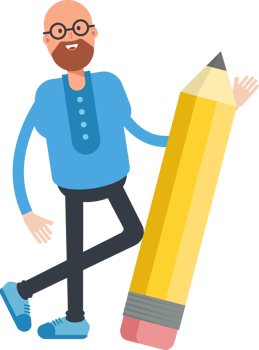 Bald and Beard Man Character and Pencil png