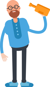 Bald and Beard Man Character Drinking Beer png