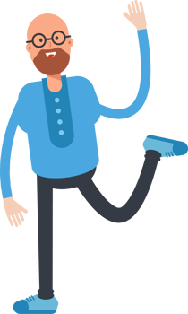 Bald and Beard Man Character Riding One Hand Illustration png