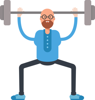 Bald and Beard Man Character Lifting Barbell png