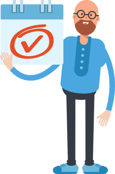 Bald and Beard Man Character and Check Mark Sign png