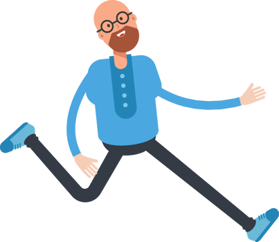 Bald and Beard Man Character Running Illustration png