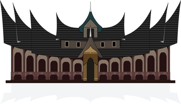 Traditional Minangkabau House West Sumatra Architecture vector