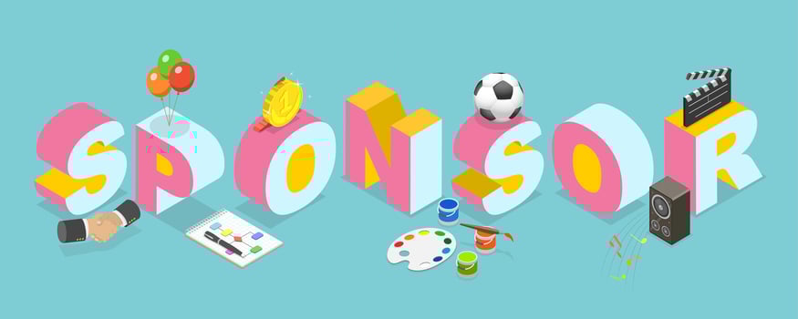 3D Isometric Flat Illustration of Sponsor, Supporting Art, Music, Sport Projects vector