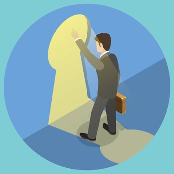 3D Isometric Flat Illustration of Secret Of Success, Problem Solution vector
