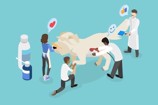 3D Isometric Flat Illustration of Pet Beauty Salon, Dog Barber Shop vector