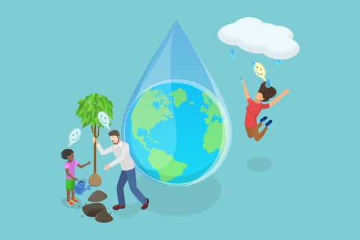 3D Isometric Flat Illustration of World Water Day, Sustainable Management of Freshwater Resources vector