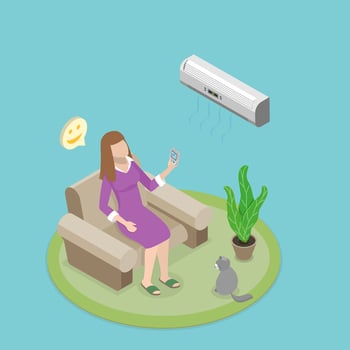 3D Isometric Flat Illustration of Remote Control Air Conditioner , Comfort and Convenience vector