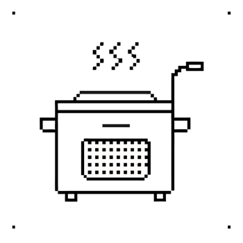 Discover the functionality and design of a deep fryer illustrated in pixel art style png