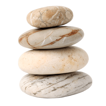 Stack of four smooth stones isolated on transparent background png