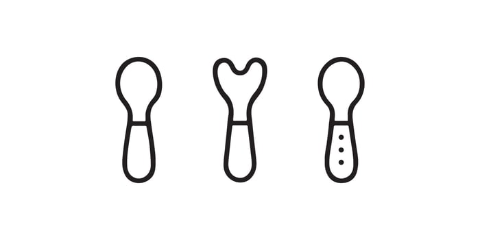 Minimalist line art illustration of three unique spoon icons. vector