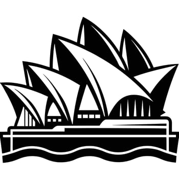 Iconic black and white illustration of the sydney opera house a landmark building in australia vector