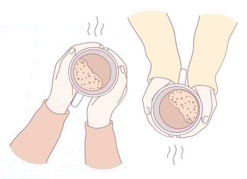 Sharing warm beverages creates special moments filled with affection among cherished friends vector