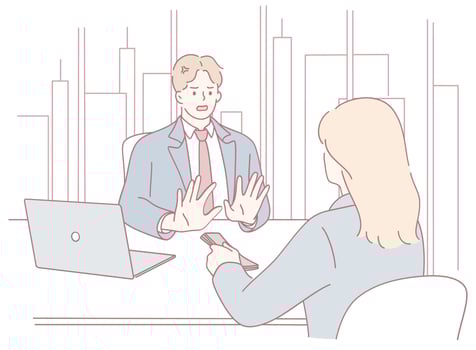 An Engaging Business Meeting Conversation Taking Place Between Two Experienced Professionals vector