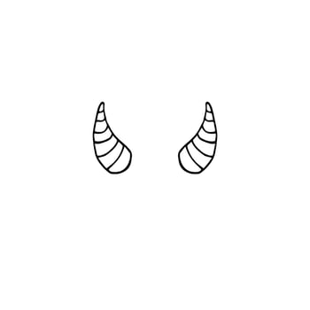 Hand drawn doodle sketch cow horn isolated on white vector