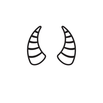 Flat cartoon bull cow horns isolated on white vector
