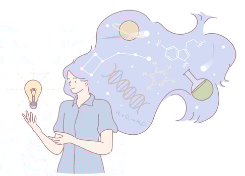 A Creative Woman Equipped with a Flourishing Scientific Imagination and Visionary Ideas vector