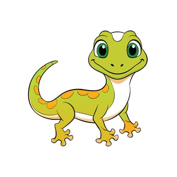 Cheerful cartoon gecko character isolated on white background stock vector
