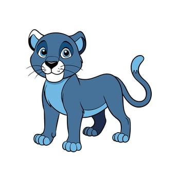 Cute cartoon blue panther cub character full body view vector