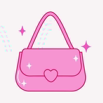 Pink Shoulder Bag with Heart Detail Cute Handbag Illustration vector