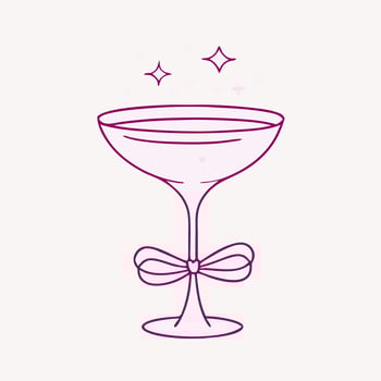Champagne Glass with Bow Clipart, Festive Drink Illustration vector