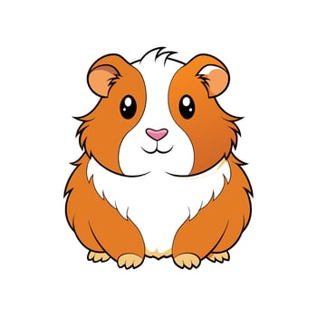 Cartoon guinea pig with brown and white markings illustration vector