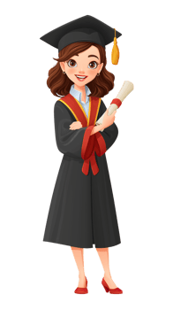Smiling Young Female Graduate Illustration with Diploma. Flat Design on Transparent Background png